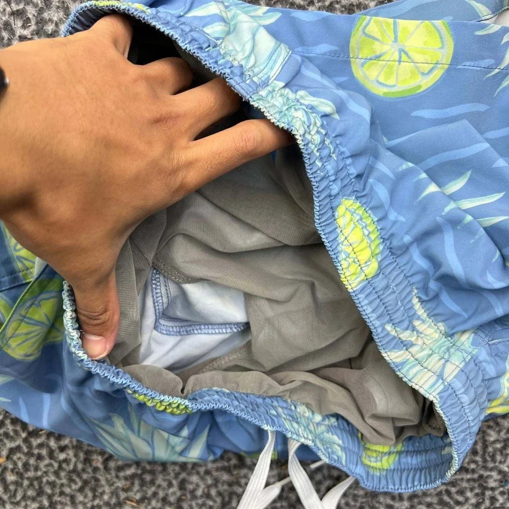 Chubbies Shorts Men Medium Blue Agave Lime Print Swim Trunks M